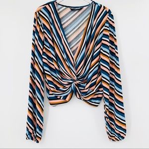 LOB 2 striped long sleeve v-neck blouse